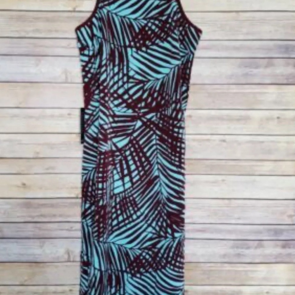 The Limited tropical Blue Brown Patterned Dress sz Medium